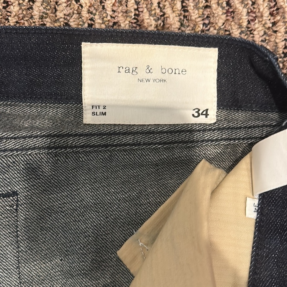 Brand new, never worn dark blue, rag & bone jeans, button up, fly, slim fit 2 - Picture 8 of 12